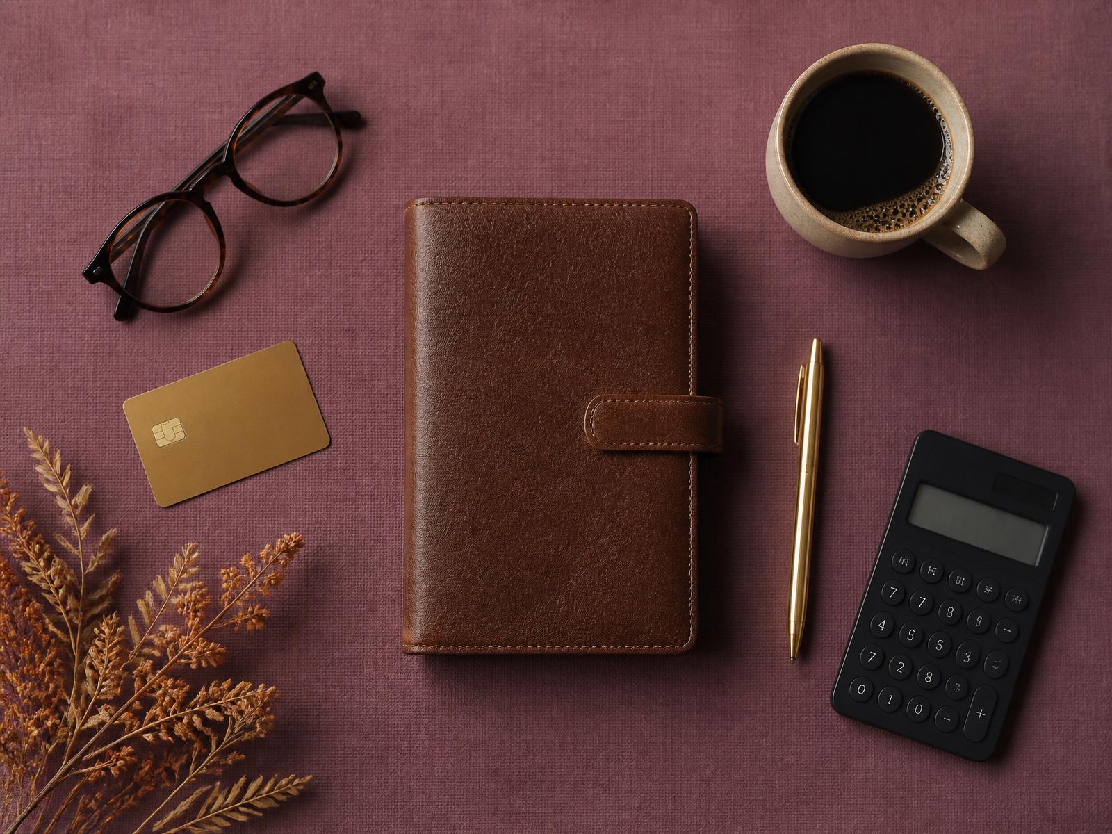 Financial education tools, worksheets, and planner on a desk